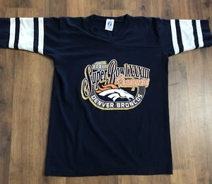 VTG Denver Broncos Youth T-Shirt~ Sz XL (18-20)~ Navy~ Super Bowl 33 Champions - Picture 1 of 5