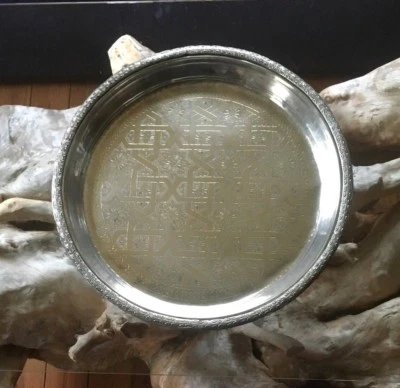 1 antikes orientalisches Tablett TEETABLETT  Marokko Silbertablett Ø 51 cm  (71) - Bild 1 von 4