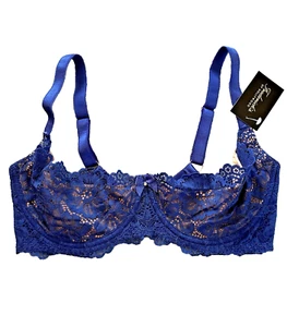 NWT Frederick's of Hollywood Women 34DD Bra Blue Demi Lace Sandie Underwire Sexy - Picture 1 of 4