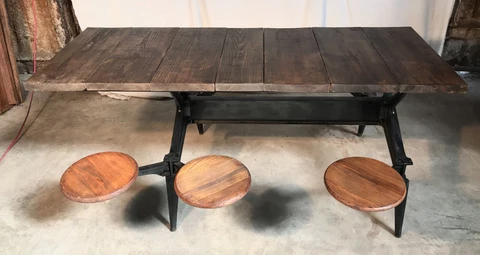 BBQ / PICNIC TABLE OAK TOP & 6 SWING OUT SEATS, COUNTRY STORE,, PUB/SALOON TABLE Cover