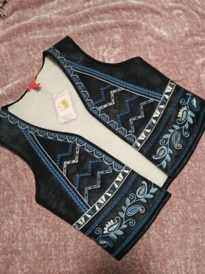 C&V Chelsea & Violet Womens Small Sherpa Lined Embroidered Vest Boho Black /blue - Image 1 of 4