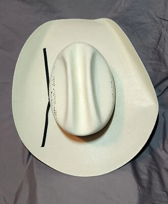 Justin Auténtico 10X Cortador Paja Vaquero Sombrero Recubierto Impermeable Marfil 56-7 Foto 1 de 4