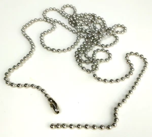 48"" Long Beaded Silver Ball Pull Chain Extension - With Connector - Picture 1 of 3