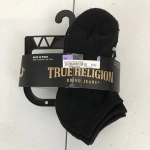 True Religion Socks Boys 5 Pairs Half Low Cuts Black size 4-6.5 Shoe 3-8.5 - Picture 1 of 5