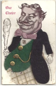 Pres. Postal novedad de ropa de fieltro aplique William H. Taft 1908 ~ NUESTRA ELECCIÓN - Imagen 1 de 2