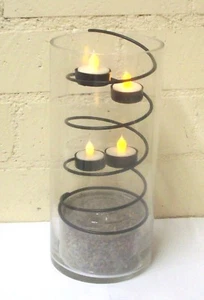 Home Reflections Glass Hurricane Centerpieces Cascading Iron Tealight Luminary - Picture 1 of 1