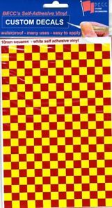 Red / Yellow 10mm squares Chequer pattern Vinyl Self Adhesive modelling by Becc