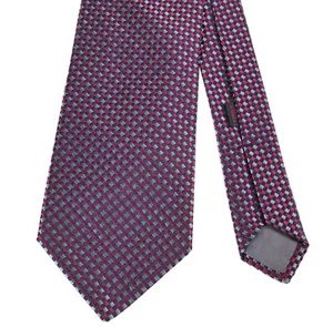 Cuadro de diamantes tejido rojo azul satinado rojo chevet 100 % seda corbata - Imagen 1 de 4