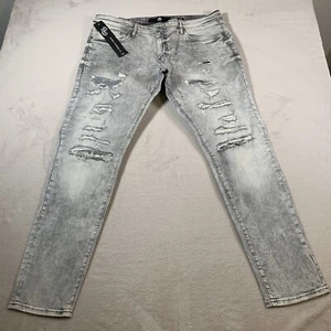 Jordan Craig Jeans Mens 38x32 Gray Ross Distressed Skinny Tapered Fit Denim NEW - Picture 1 of 12
