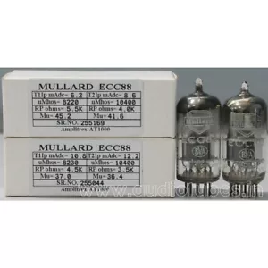 1MP ECC88 6DJ8 CV5358 Mullard made in Gt.Britain Ampltrex tested #255169 255044 - Picture 1 of 7