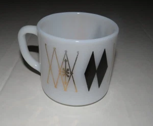 Vintage Federal Milk Glass Atomic Harlequin Coffee Cup MCM Mid Century Modern - Picture 1 of 5