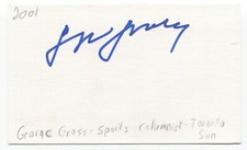 George Gross Signed 3x5 Index Card Autographed Signature Hockey Hall of Fame HOF
