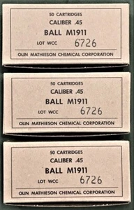 OLIN/WESTERN (WCC) ERA VIETNAMITA M1911 .45 ACP NUEVA RÉPLICA 50 CAJAS REDONDAS DE MUNICIÓN - Imagen 1 de 7