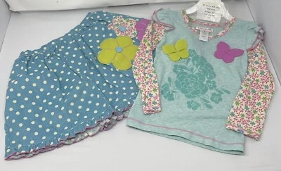 New! Girls Baby Lulu Ginger Set Iris And Dot Sz 4 Long Sleeve Shirt And Skirt - Image 1 of 3