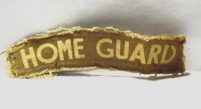 WWII Home Guard Printed Shoulder Badge Original Home Front 11 x 2 cm - Image 1 of 3