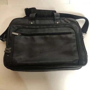Heritage Leathergoods Black Leather Portfolio Bag Messenger Briefcase Shoulder - Picture 1 of 4
