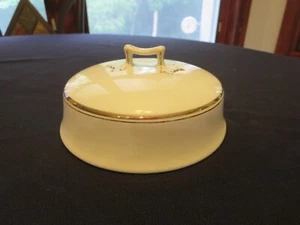 Vintage Round Covered Butter Dish Replacement Lid – White w/Gold Trim - Picture 1 of 4