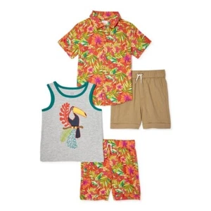 Wonder Nation Outfit Set Baby Boy Size 12 Months Woven Shirt, Tank, Shorts --K1- - Picture 1 of 3
