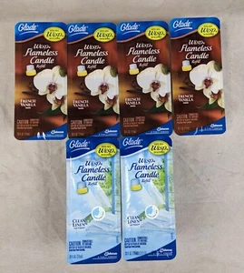 6 Glade Wisp Flameless Candle Refill .26 FL Oz 4 French Vanilla 2 Clean Linen - Picture 1 of 3