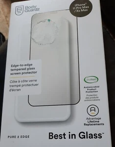 BodyGuardz Pure 2 Edge Tempered Glass Screen Protector-iPhone 11 Pro Max/XS Max - Picture 1 of 6