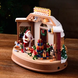 Spieluhr Weihnachten drehbar Weihnachtswerkstatt Neu Geburtstag Geschenk 20cm hoch - Bild 1 von 11