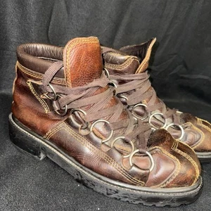 Botas de Colección GBX Hombres Talla 12 Cuero Marrón Gótico Metal Anillos Motocicleta - Imagen 1 de 5