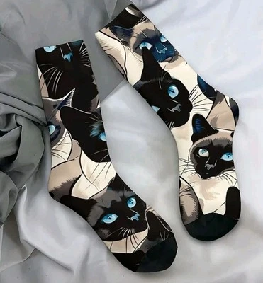 Siamese cat socks Christmas stocking Stuffer NEW Free Shipping - Image 1 of 2