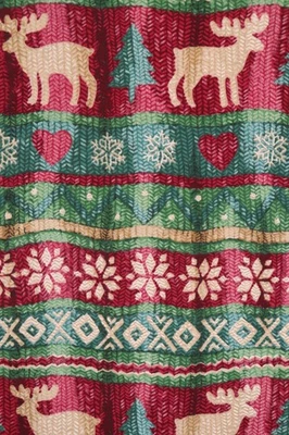 152"L x 44"W Concord Kessler Fabric Christmas Holiday Stripes Snowflake Moose - Image 1 of 4