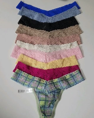 HANKY PANKY LACE LOW RISE THONG SET OF 10 ASSORTED COLORS ONE SIZE - Image 1 of 4