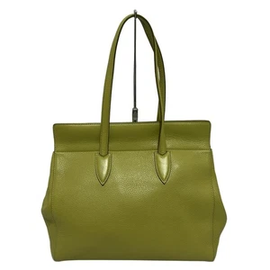 Auth Max Mara - Yellow Green Leather Tote Bag - Picture 1 of 9