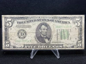 1934 $5 Five Dollar Bill ~Cleveland - Light Green Seal Federal Reserve Note Z129 - Picture 1 of 2