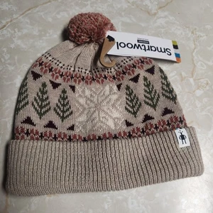 Smartwool Fairisle Snowflake Beanie Mütze Dune Heather Bommel Winter Kalt Neu - Bild 1 von 9