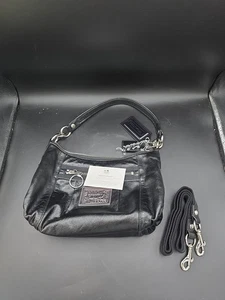Bolso de hombro vintage Coach de cuero negro amapola F1068-15287 11,5 X 7 X 3 - Imagen 1 de 5