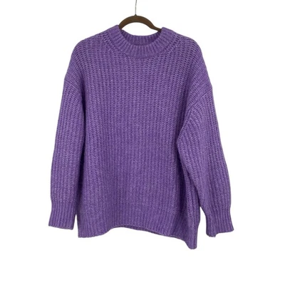 Suéter tejido con cable de mezcla de alpaca de lana púrpura L de Zara para mujer de gran tamaño Foto 1 de 4