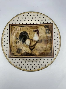 Retro Rooster by Sakura Salad Plate w/ Hanger Rooster White Polka Dot Border - Picture 1 of 3