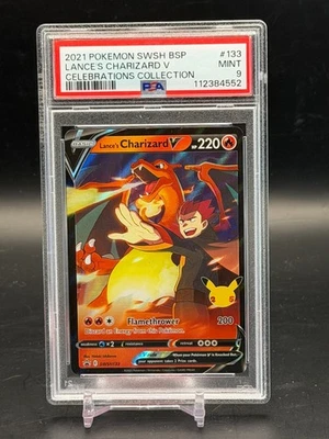 PSA 9 MINT Lance's Charizard V Celebrations Collection Holo Pokemon SWSH133 - Image 1 of 2