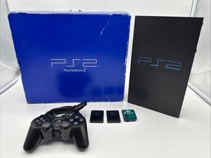 Sony PlayStation 2 PS2 Black Console Boxed SCPH-30003R + 3 Memory Cards - Picture 1 of 9