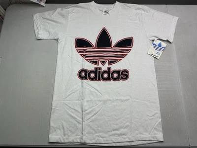 New! 1980s VINTAGE 80s ADIDAS WHITE T-SHIRT MEN SZ M Medium - Image 1 of 4