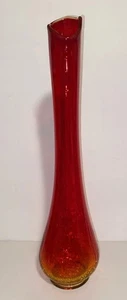 "Florero oscilante vintage MCM Amberina Crackle Glass Kanawha 16,5"" brillo reactivo UV" - Imagen 1 de 14