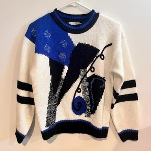 Vintage 1980s Memphis-Style Abstract Sweater, Small Medium Spice of Life - Picture 1 of 6