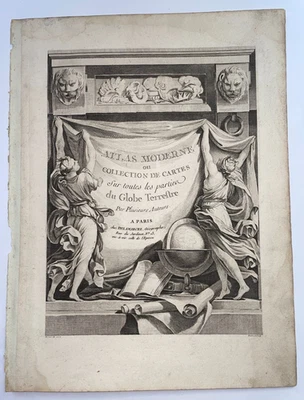 TITLE PAGE DATED 1762 DELAMARCHE ATLAS MODERNE LARGE ANTIQUE FRONTISPIECE - Image 1 of 3