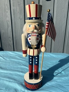 Statua Statuina Schiaccianoci Zio Sam Rosso Bianco e Blu Stati Uniti Americano - Foto 1 di 10