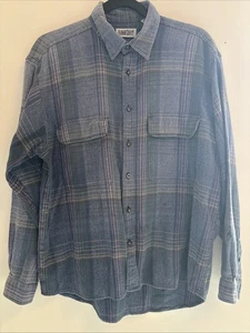Vintage Herren Bankshot blau grau Flanell Baumwolle Button Down Hemd M Retro Preppy - Bild 1 von 7