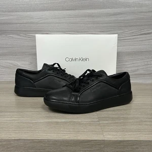 Scarpe da ginnastica basse Calvin Klein nere in pelle taglia UK 7 Forster da uomo nuove - Foto 1 di 18