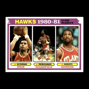 Larry Drew/Dan Roundfield/Eddie Johnson 1981-82 Topps Atlanta Hawks #44 2 - Picture 1 of 2