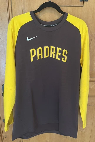 NWT! Nike Dri-FIT San Diego Padres Sz. LARGE Sweatshirt Brown Yellow Sweatshirt Cover