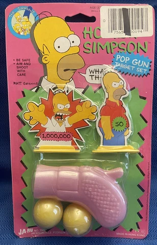Vintage Homer Simpson Pop Gun Target Set Game The Simpsons Toy NEW 1990 JaRu NEW Cover