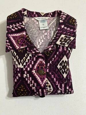 Chaqueta City Blues Koret Blanco Púrpura Patrón Diamante Abotonada Texturizada S Foto 1 de 4