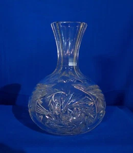 Unbranded Open Water Jug Carafe Clear Lead Crystal Cut Star Buzzsaw Pinwheel Fan - Picture 1 of 2