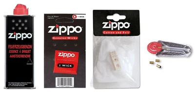 Zippo Feuerzeug Top Zubehör Set 1 x Benzin 1 x Feuersteine 1 x Docht 1 x Watte - Bild 1 von 2